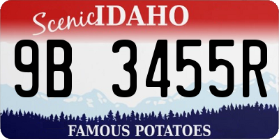 ID license plate 9B3455R