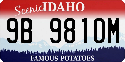 ID license plate 9B9810M
