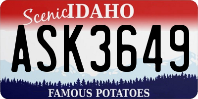 ID license plate ASK3649