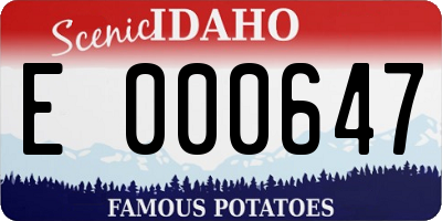 ID license plate E000647