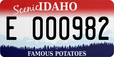 ID license plate E000982