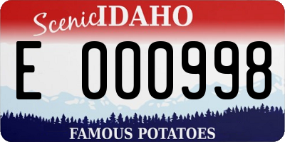 ID license plate E000998