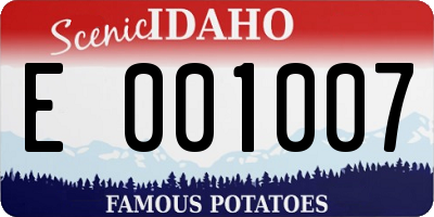 ID license plate E001007