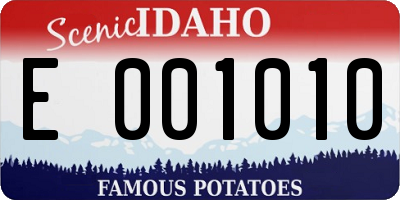 ID license plate E001010