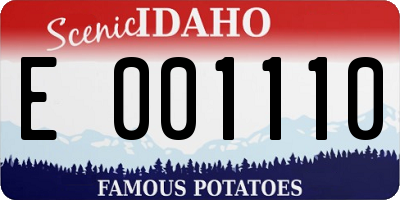 ID license plate E001110