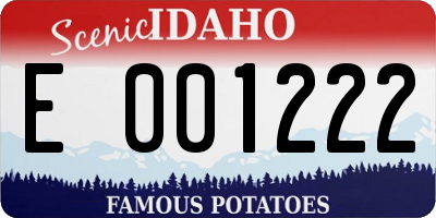 ID license plate E001222