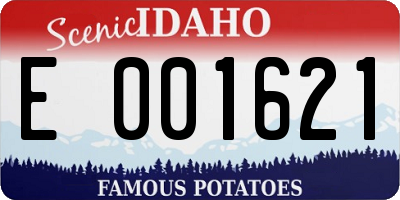 ID license plate E001621