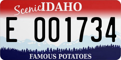 ID license plate E001734