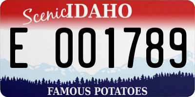 ID license plate E001789