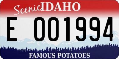 ID license plate E001994