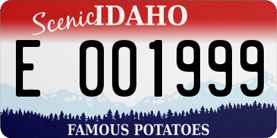 ID license plate E001999