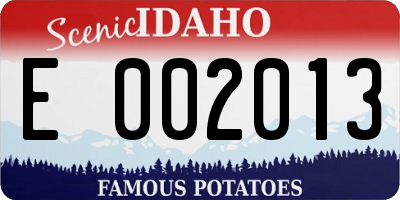 ID license plate E002013