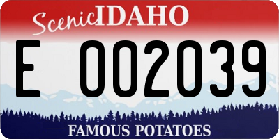 ID license plate E002039