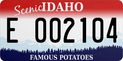 ID license plate E002104