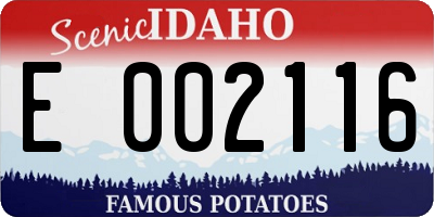 ID license plate E002116