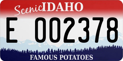 ID license plate E002378