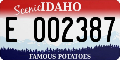 ID license plate E002387