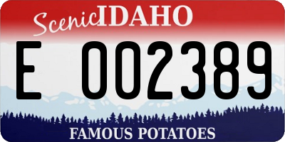 ID license plate E002389