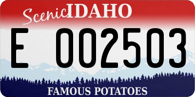 ID license plate E002503