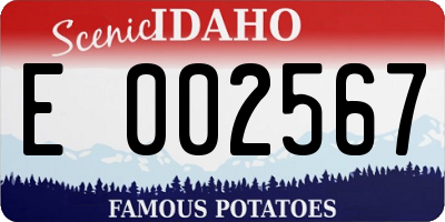 ID license plate E002567