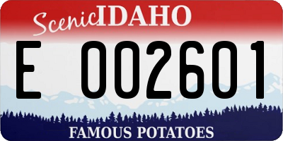 ID license plate E002601
