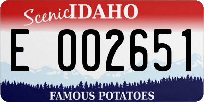 ID license plate E002651