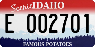 ID license plate E002701