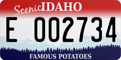 ID license plate E002734