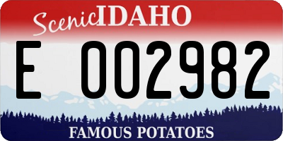 ID license plate E002982