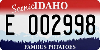 ID license plate E002998