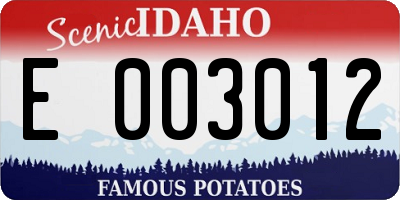 ID license plate E003012