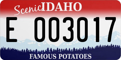 ID license plate E003017