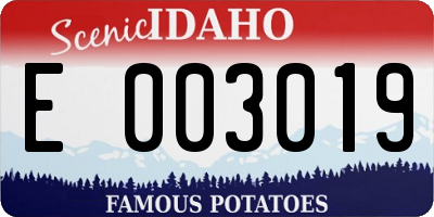 ID license plate E003019