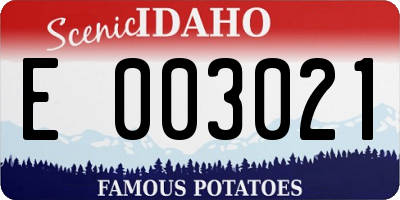 ID license plate E003021