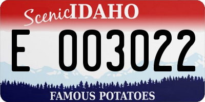 ID license plate E003022