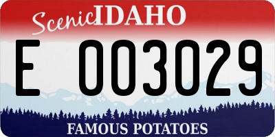 ID license plate E003029