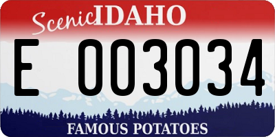 ID license plate E003034