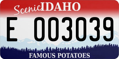 ID license plate E003039