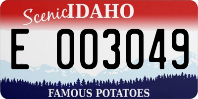 ID license plate E003049