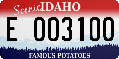 ID license plate E003100