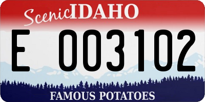 ID license plate E003102