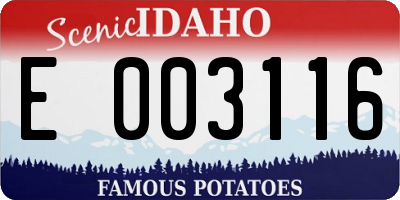 ID license plate E003116