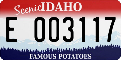 ID license plate E003117