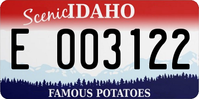 ID license plate E003122
