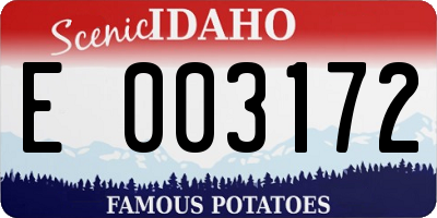 ID license plate E003172