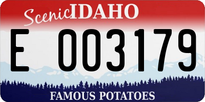 ID license plate E003179