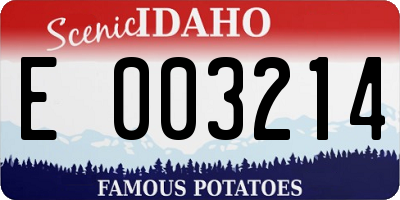 ID license plate E003214