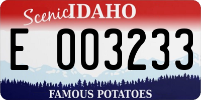 ID license plate E003233