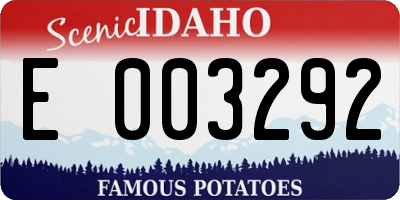 ID license plate E003292