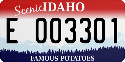 ID license plate E003301